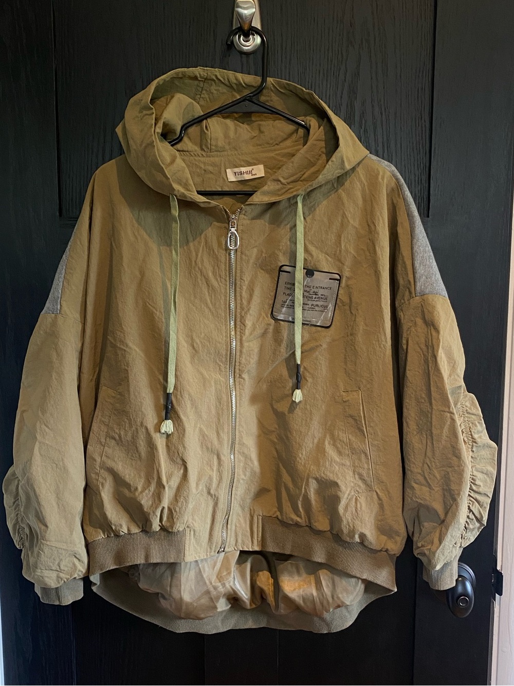 Yishiji Limited Edition Bomber Jacket Y2K Oversized in Olive